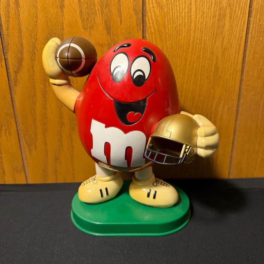 Vintage 1995 M&M's Red Football Player Candy Dispenser with Helmet